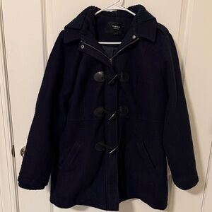 torrid Navy Blue Toggle Pea Coat with Knit Collar